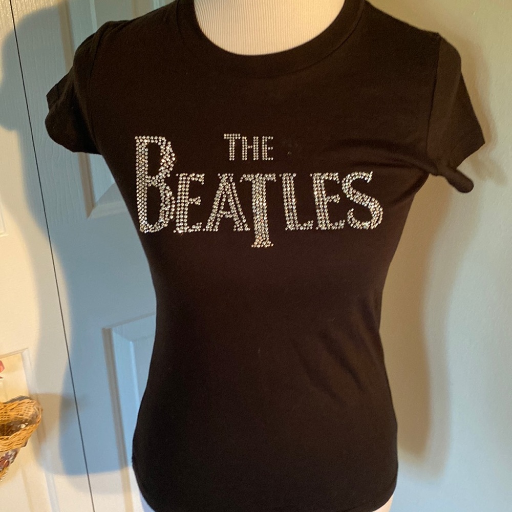 NWOT Black Beatles T-shirt with silver studs